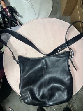 Classic Black Leather Shoulder Bag